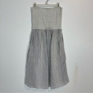 RAG & BONE Aster Pinstripe Strapless Dress smocked top cotton viscose pocket XS
